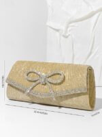 Blue Glitter Clutch Purse with Rhinestone Bow Accent, Elegant - Image 4
