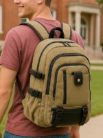 Men's Large Capacity Canvas Backpack – Vintage Style - Image 10