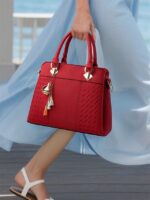 30Pcs Women's Faux Leather Handbag with Tassel Charm and Textured - Image 12